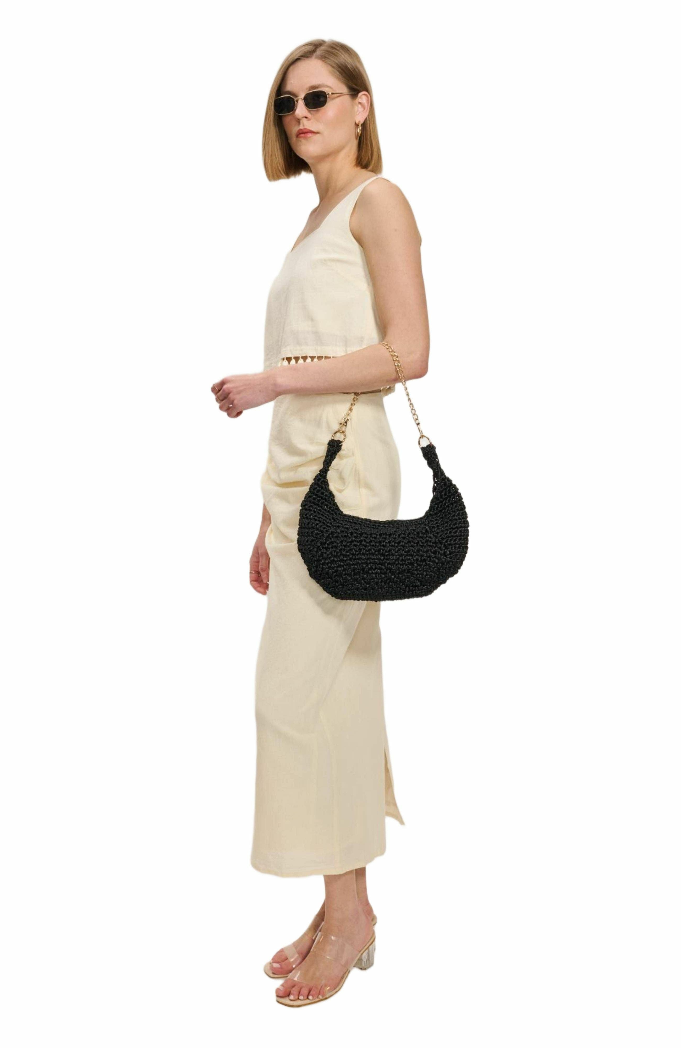 MODA LUXE Chic Vegan Leather Soraya Shoulder Bag for Elegant Style, Alternate, color, Black