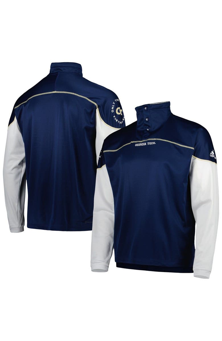 adidas Men's adidas Navy Georgia Tech Yellow Jackets AEROREADY Knit Quarter-Snap Jacket, Main, color, Navy