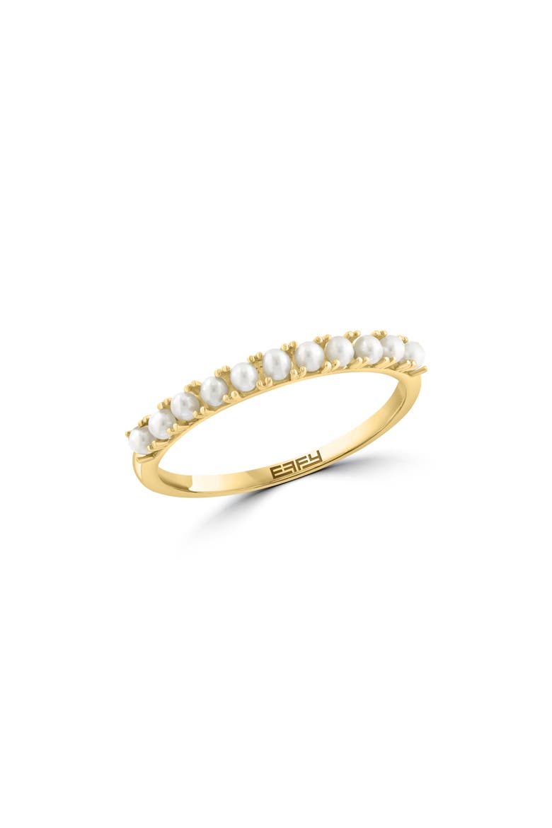 14K Yellow Gold Cultured Freshwater Pearl Stackable Ring, Main, color, WHITE