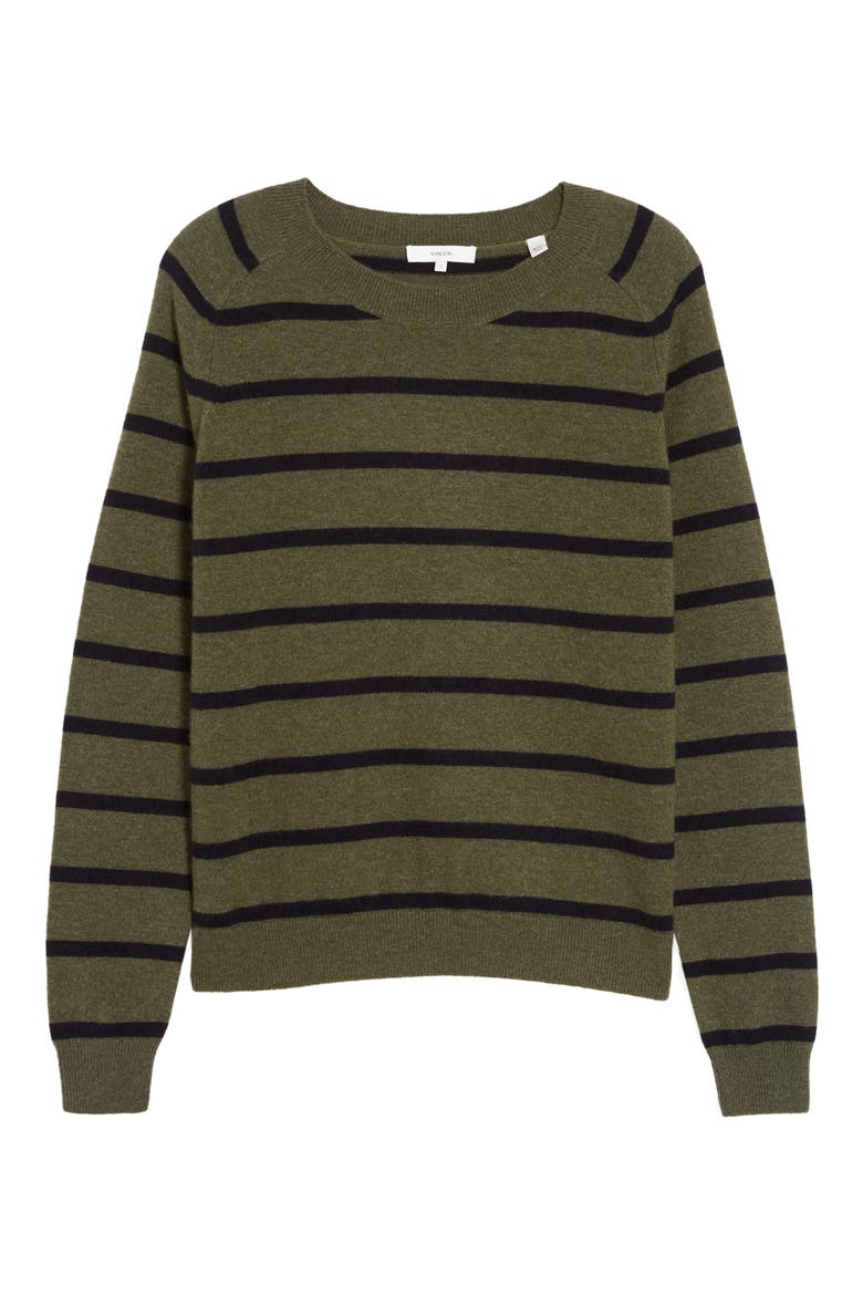 Stripe Wool & Cashmere Sweater, Alternate, color, LIGHT OLIVE/COASTAL