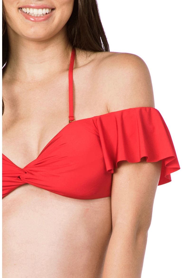 Getaway Twist Bandeau Top, Alternate, color, RED