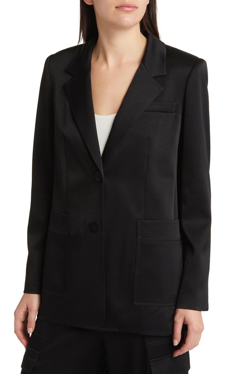KOBI HALPERIN Notch Lapel Satin Blazer, Alternate, color, 
