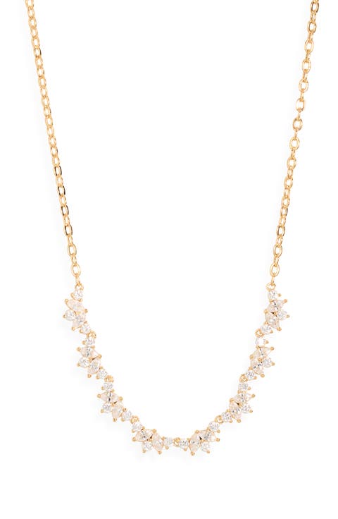Cubic Zirconia Curved Cluster Pendant Necklace