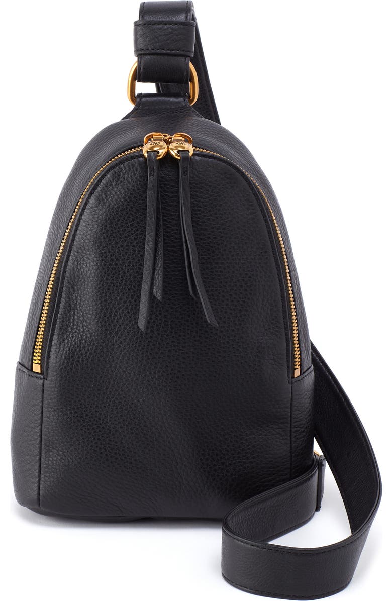 HOBO Fern Leather Sling Bag, Main, color, Black