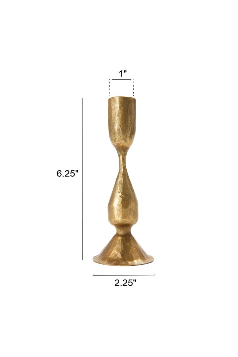 Round Hand-Forged Metal Taper Holder, Antique Brass Finish, Alternate, color, Brass