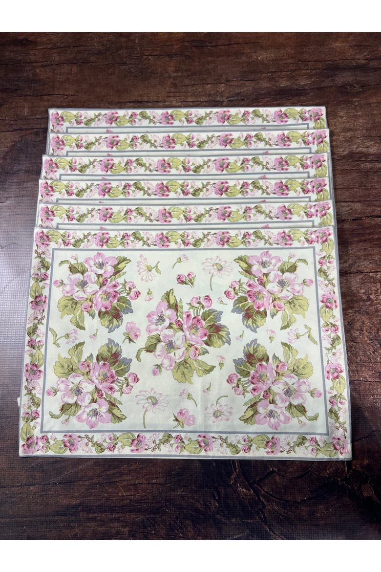 Apple Blossom Placemats, Set of 6, Alternate, color, Ivory