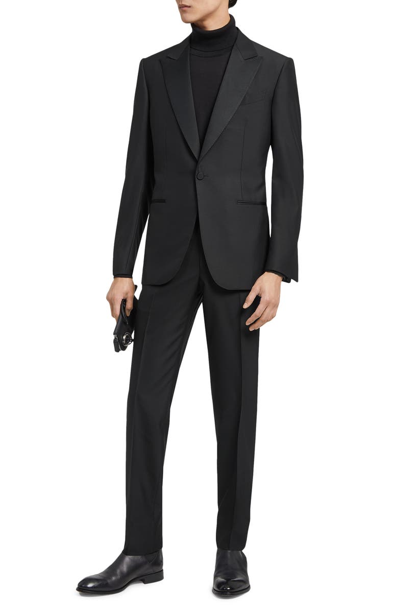 ZEGNA Trofeo 600 Wool & Silk Tuxedo, Main, color, Black