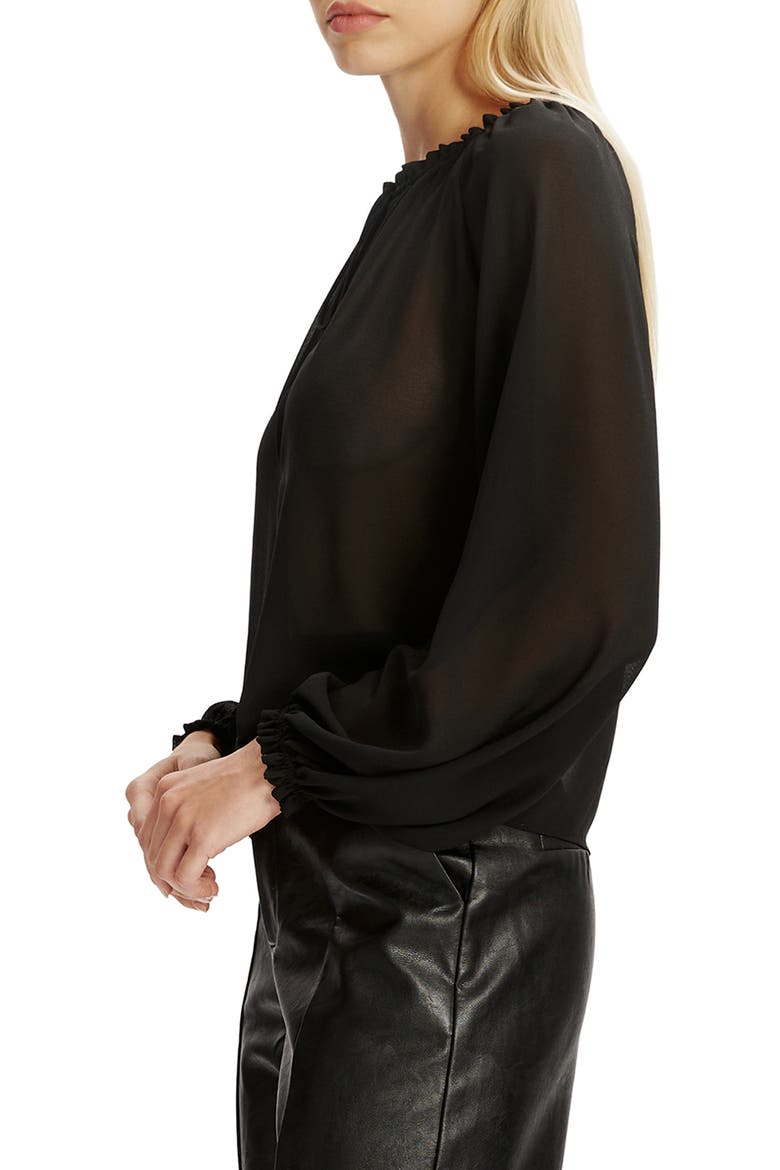 Landen Split Neck Top, Alternate, color, BLACK