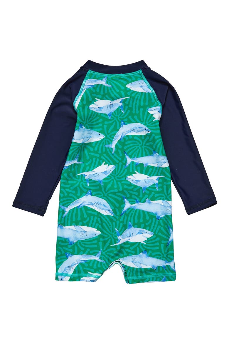 Reef Shark Long Sleeve One-Piece Rashguard Swimsuit, Alternate, color, GREEN