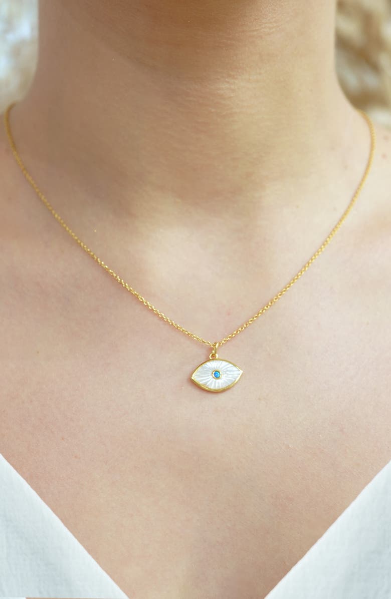 Argento Vivo Sterling Silver Evil Eye Mother-of-Pearl Pendant Necklace, Alternate, color, 