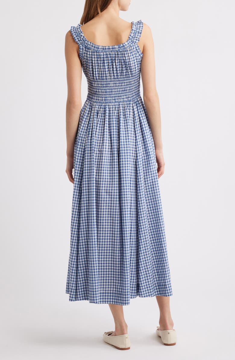DÔEN Emmaretta Gingham Pleated Voile Maxi Dress, Alternate, color, Blue Gingham