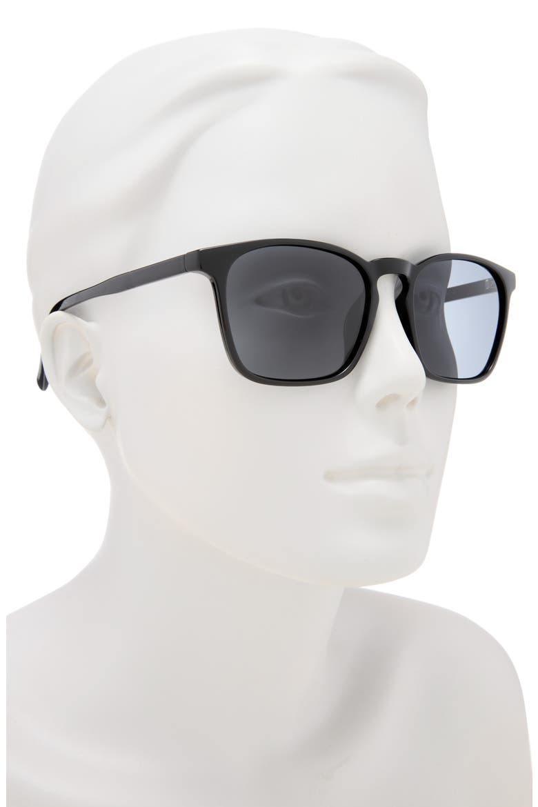 54mm Plastic Square Polarized Sunglasses, Alternate, color, BLACK