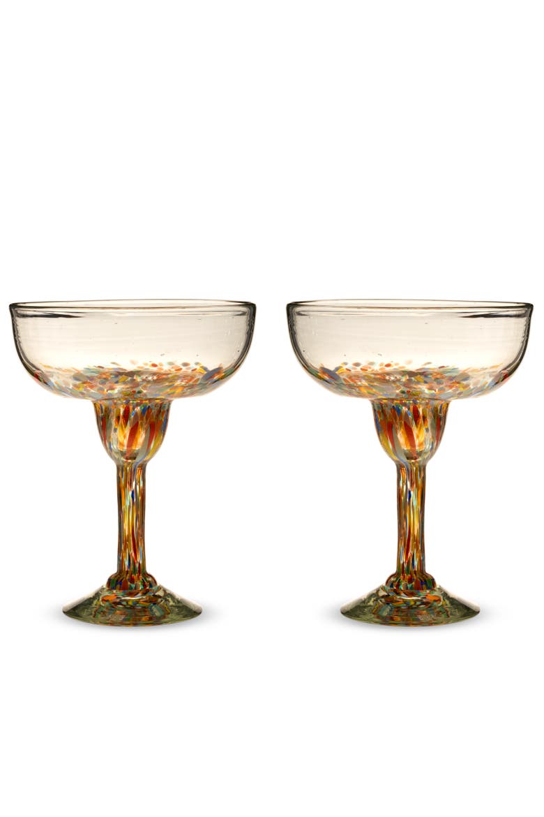 Segunda Vida Artistico Recycled Margarita Glasses Set of 2, Alternate, color, Multicolor