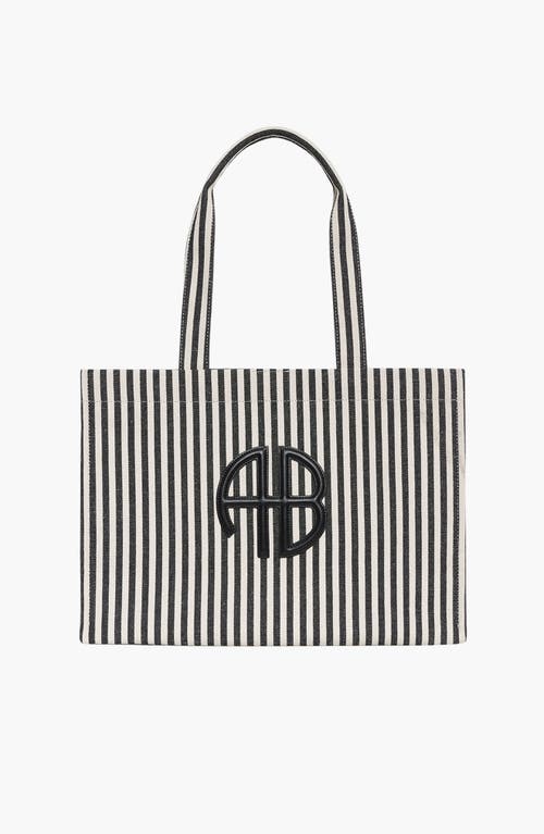 ANINE BING Lara Tote Bag in White/black Stripe at Nordstrom