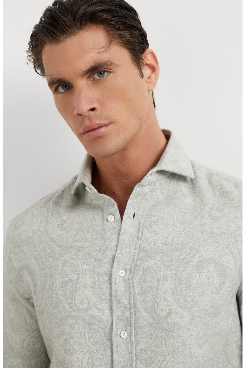 Flannel jacquard shirt, Alternate, color, Pearl Grey