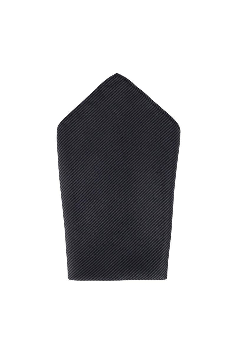 Trafalgar Leyton Diagonal Lined Tone on Tone Silk 12 x 12 Pocket Square, Main, color, Graphite