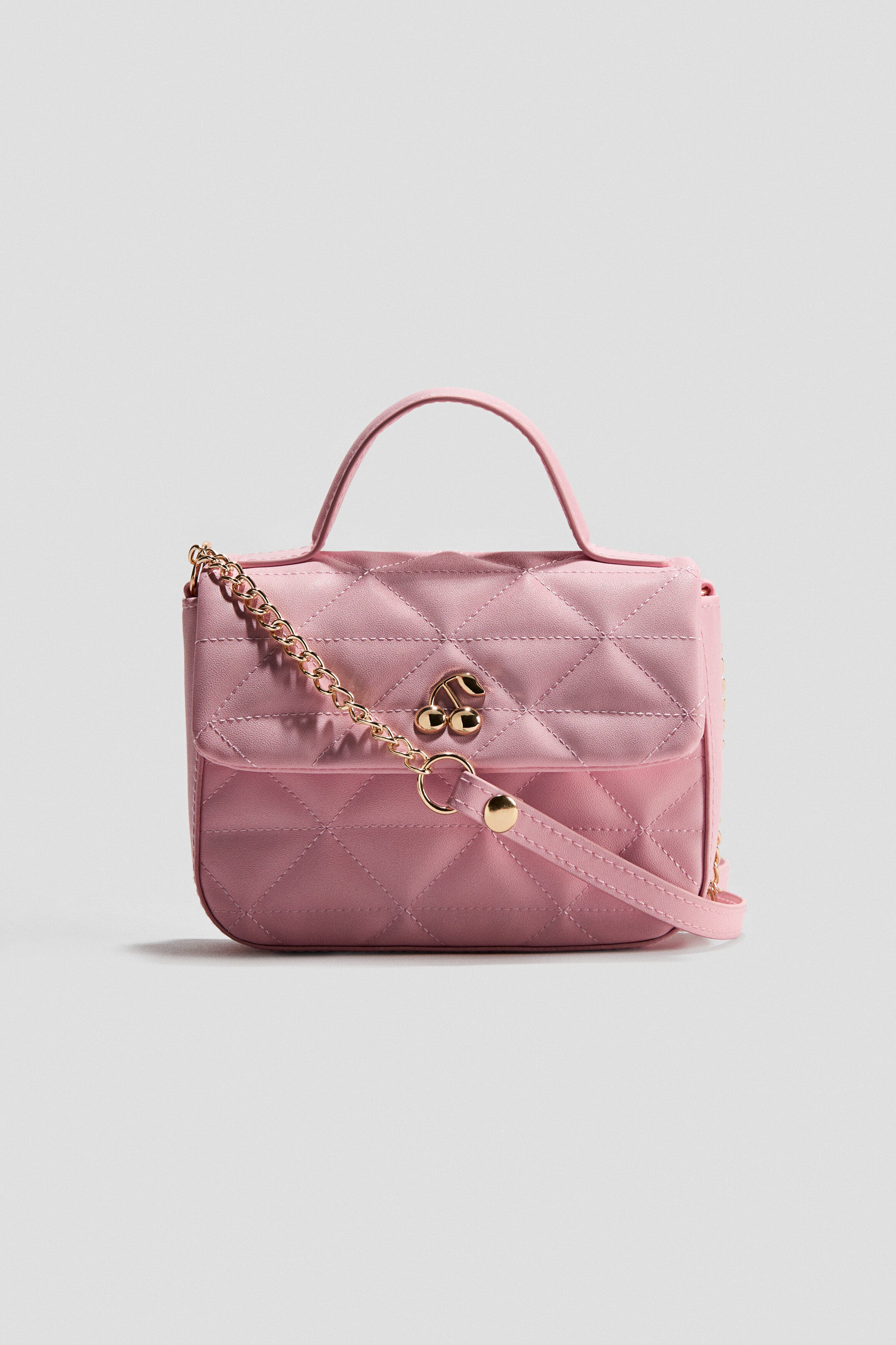 H&M Quilted Shoulder Bag, Main, color, Light Pink/Cherries