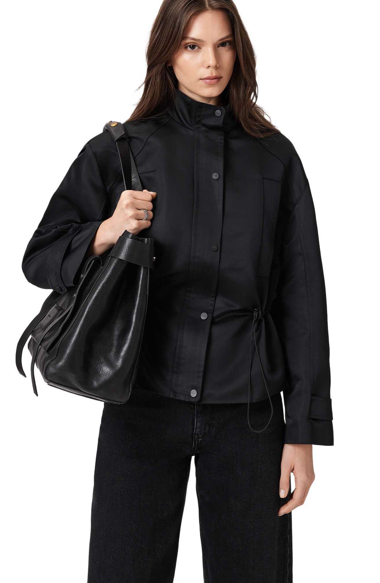 AllSaints Ursa Leather Tote, Alternate, color, Black