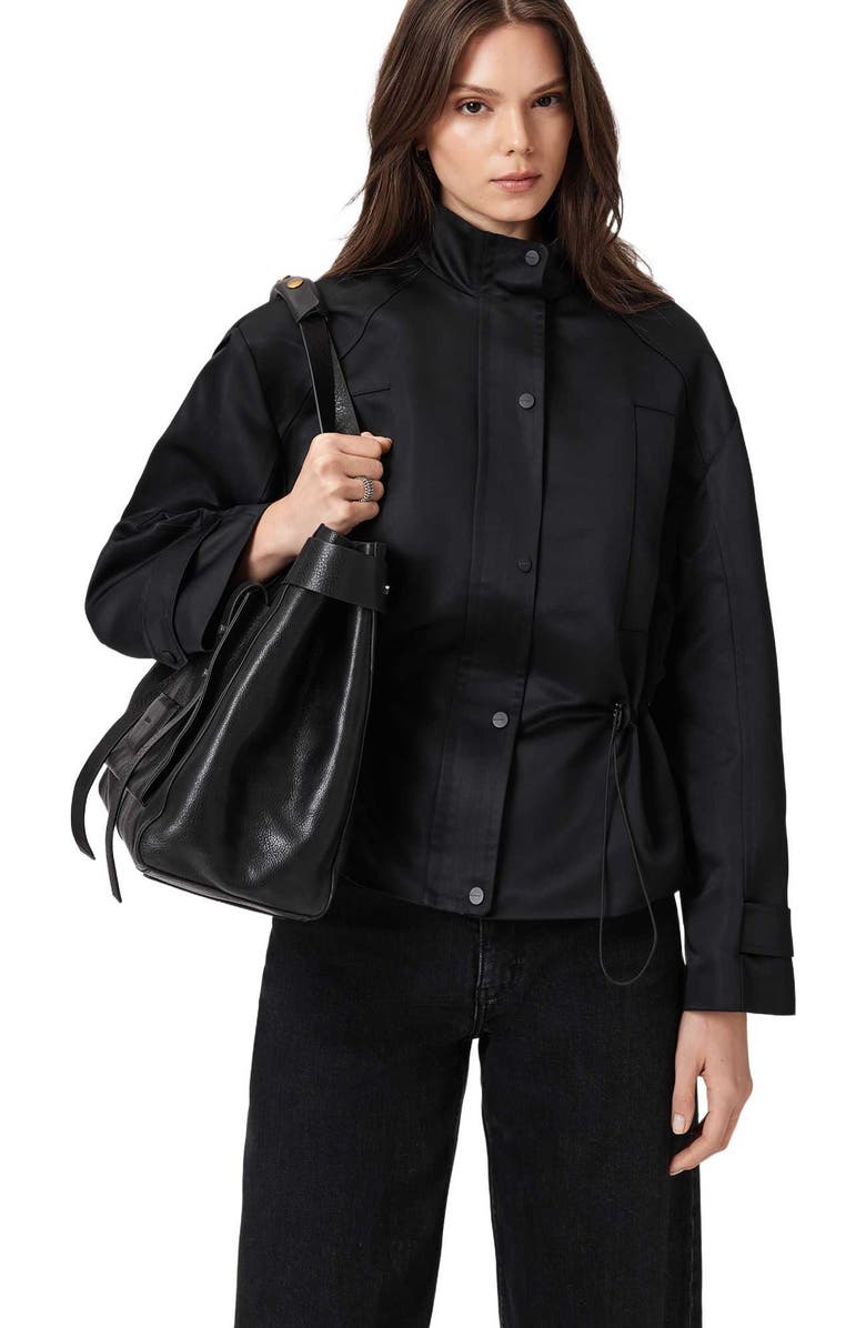 AllSaints Ursa Leather Tote, Alternate, color, Black