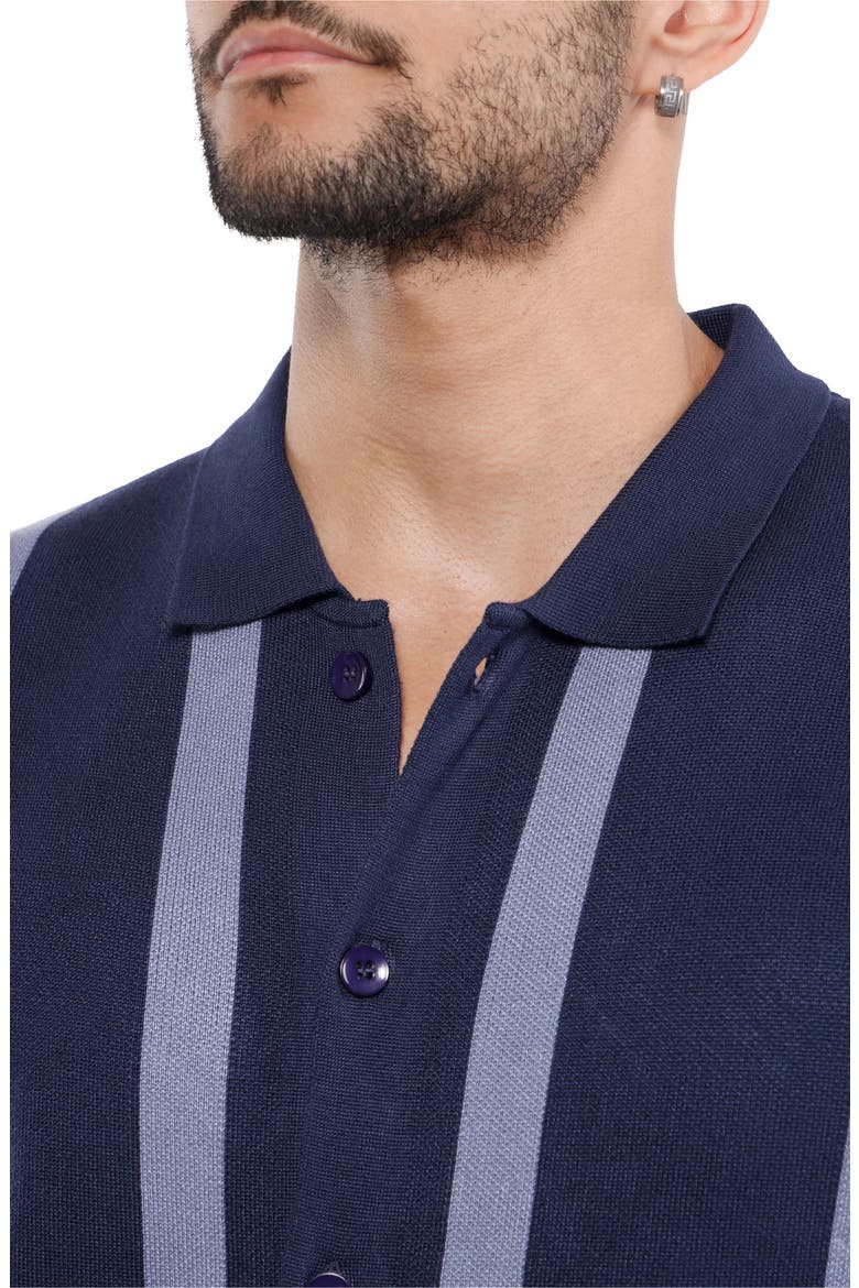 Jacquard Polo Sweater, Alternate, color, NAVY/ HEATHER SLATE