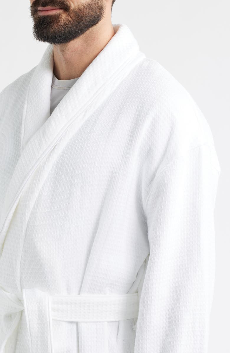 Majestic International Aberdeen Waffle Knit Robe, Alternate, color, White