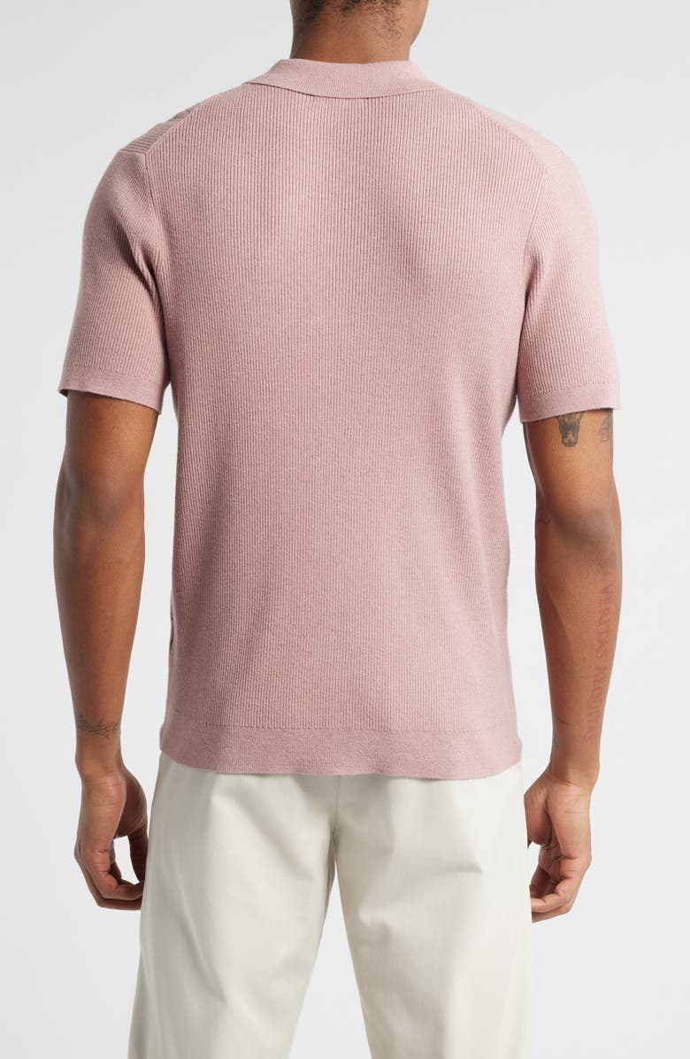 Open Edit Rib Polo Sweater, Alternate, color, Pink Timber
