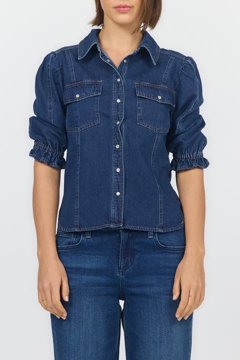 Antonia Snap Closure Gathered Sleeve Shirt