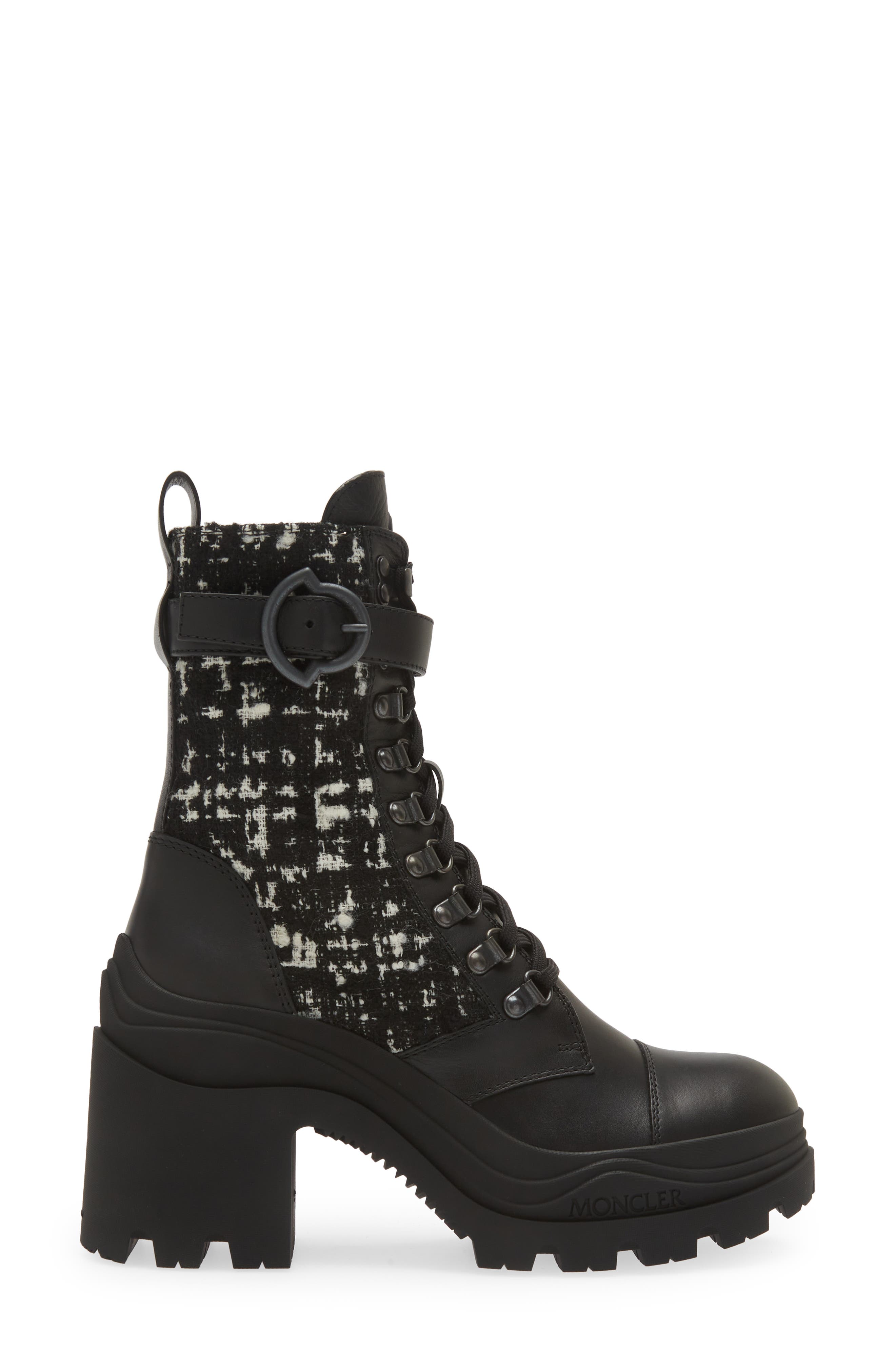 Moncler Envile Tweed Block Heel Boot, Alternate, color, 