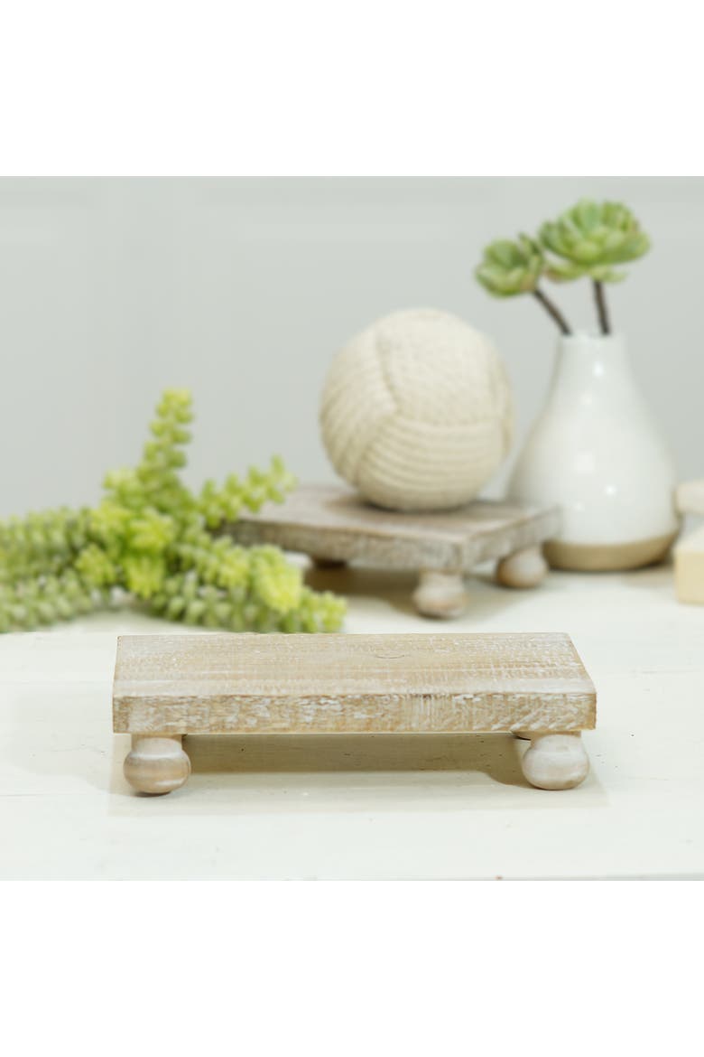 Wood 8 Inch White Aged Riser, Rustic Farmhouse Decorative Display Stand, Alternate, color, White