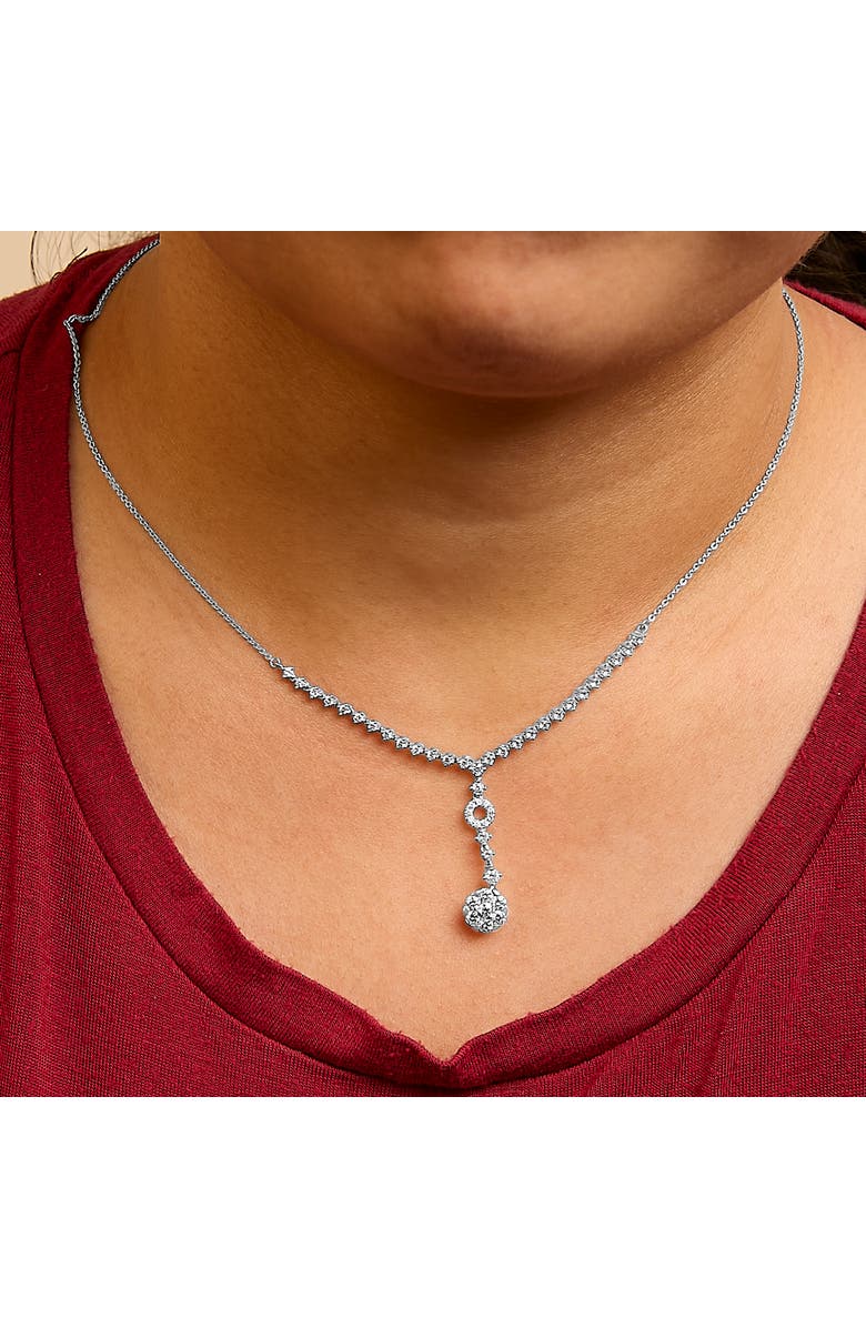 Haus of Brilliance 14K White Gold 6/7 Cttw Diamond Drop and V Necklace -Inches, Alternate, color, White
