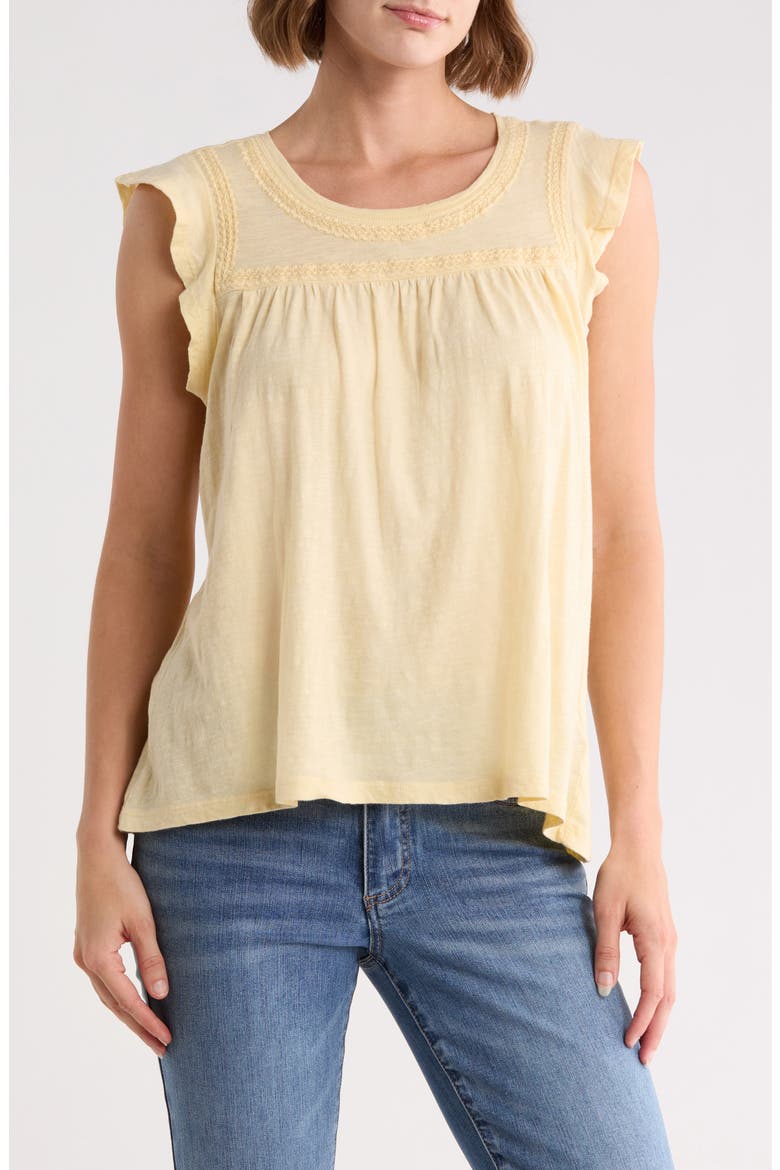 Embroidered Cotton Slub Tee, Main, color, SUNLIGHT