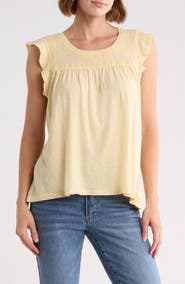 Lucky Brand Embroidered Cotton Slub Tee