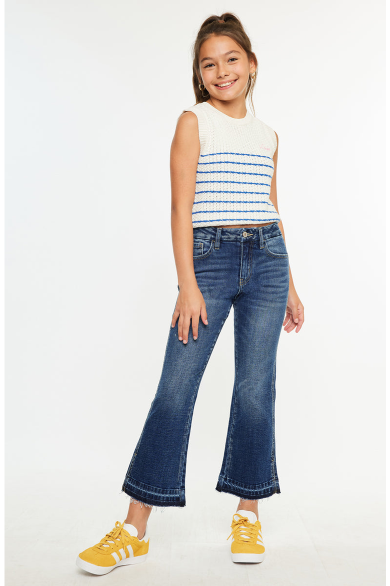 Liza High Rise Kids Cropped Flare Jeans, Alternate, color, Dark Wash