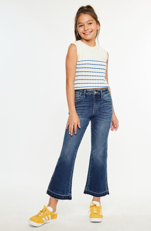 Kancan Liza High Rise Kids Cropped Flare Jeans In Blue