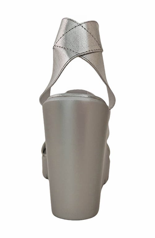 Ninety Union Paige Elastic Strap Wedge Sandal In Silver