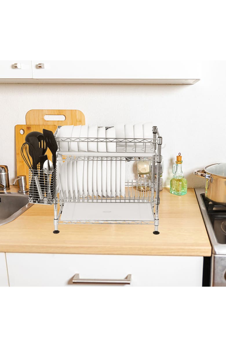 JONATHAN Y Brooklyn 24" Adjustable Dish Rack, Chrome, Alternate, color, Chrome