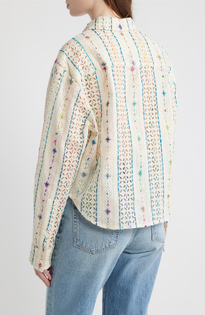 CISSA Embroidered Eyelet Button-Up Shirt, Alternate, color, Kleido Eyelet