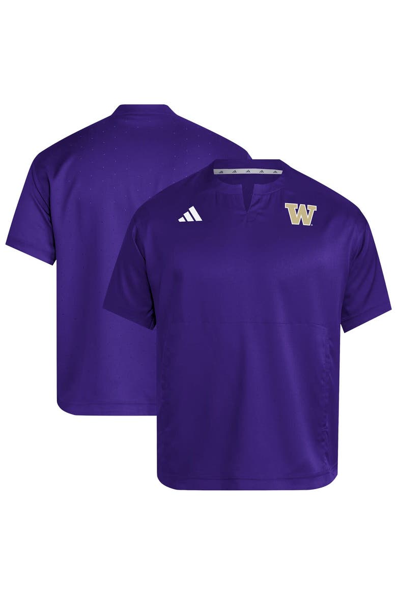Men's adidas  Purple Washington Huskies Dugout Coaches Adizero Notch Neck Pullover Top, Main, color, Purple