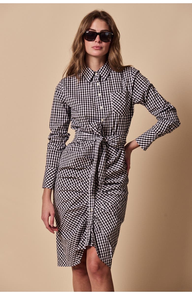The Shirt by Rochelle Behrens The Wrap Front Dress, Alternate, color, Black Check