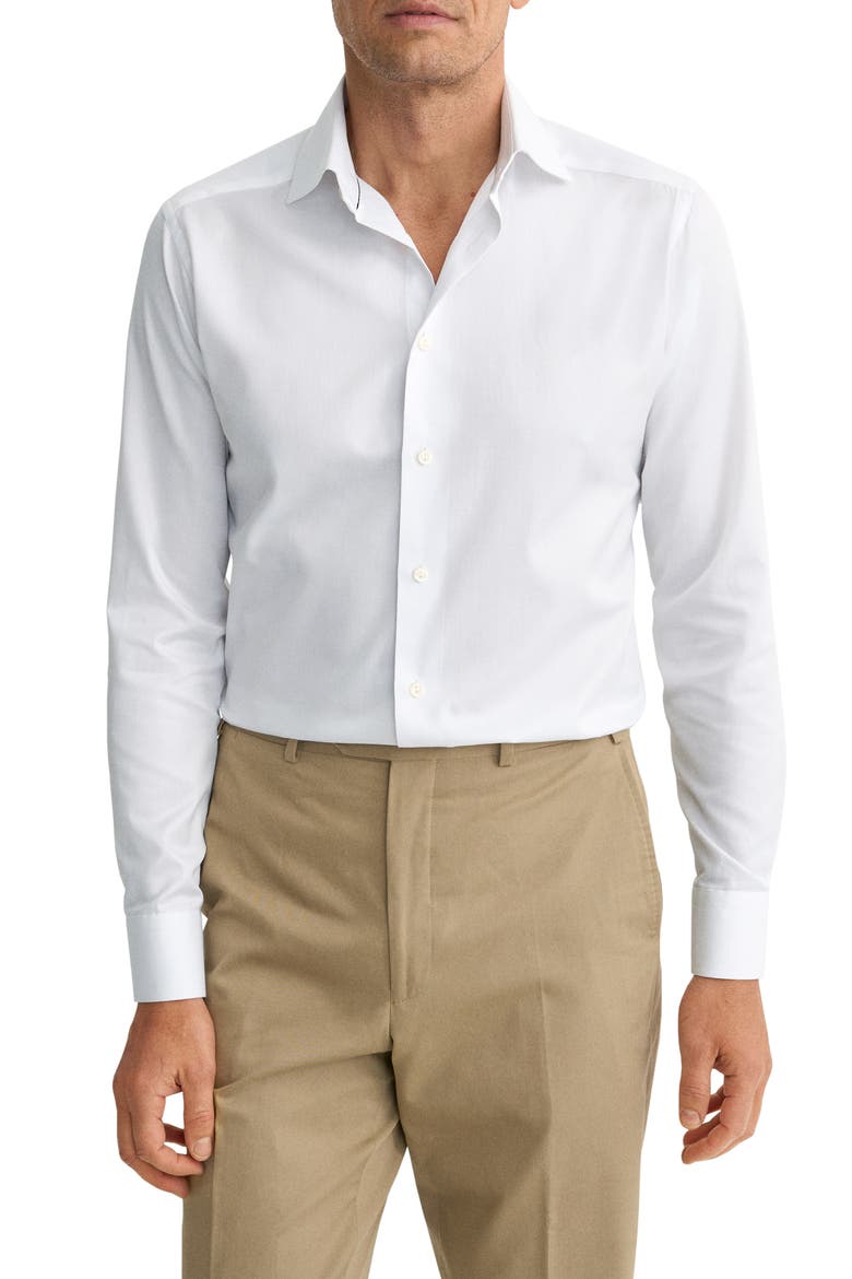 Contemporary Fit Cotton Twill Dress Shirt, Main, color, WHITE