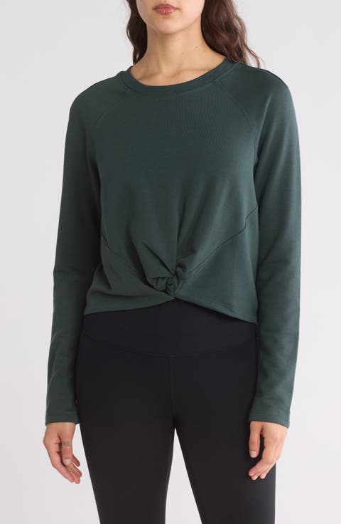 Terry Brushed High/Low Twist Front Top