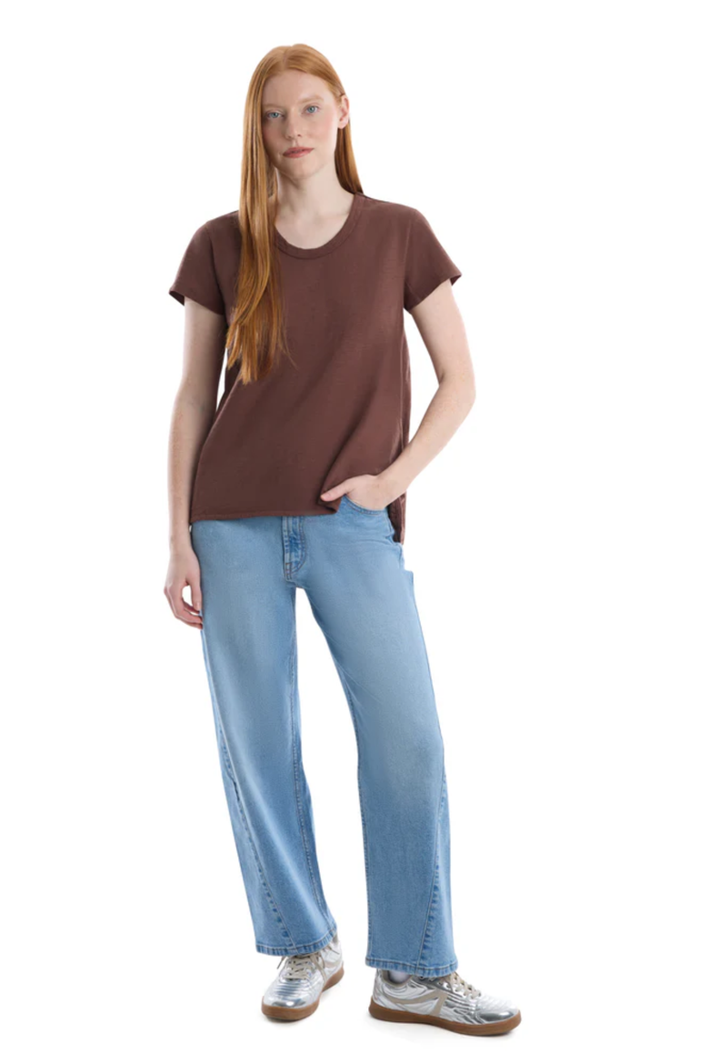 Crew Neck Short Sleeve Shrunken Boyfriend Tee, Alternate, color, White