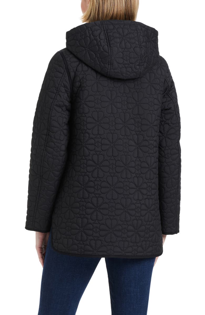 Kate Spade New York spade floral quilted a-line jacket, Alternate, color, Black