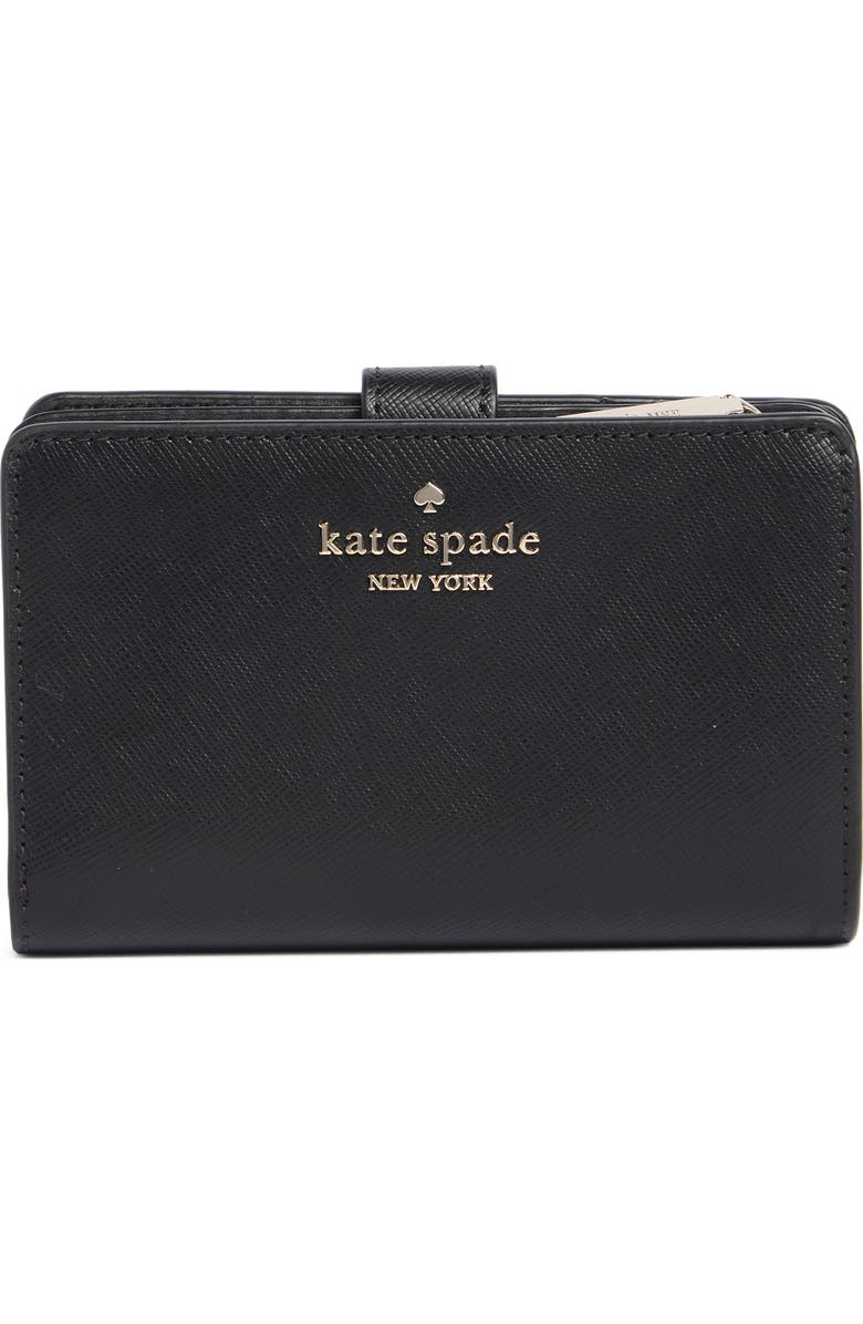 Kate Spade New York staci medium bifold leather wallet, Main, color, Black