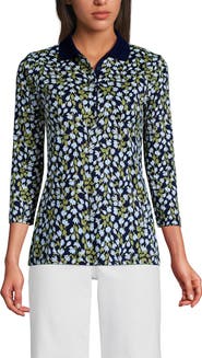 Lands' End 3/4 Sleeve Supima Cotton Polo Shirt