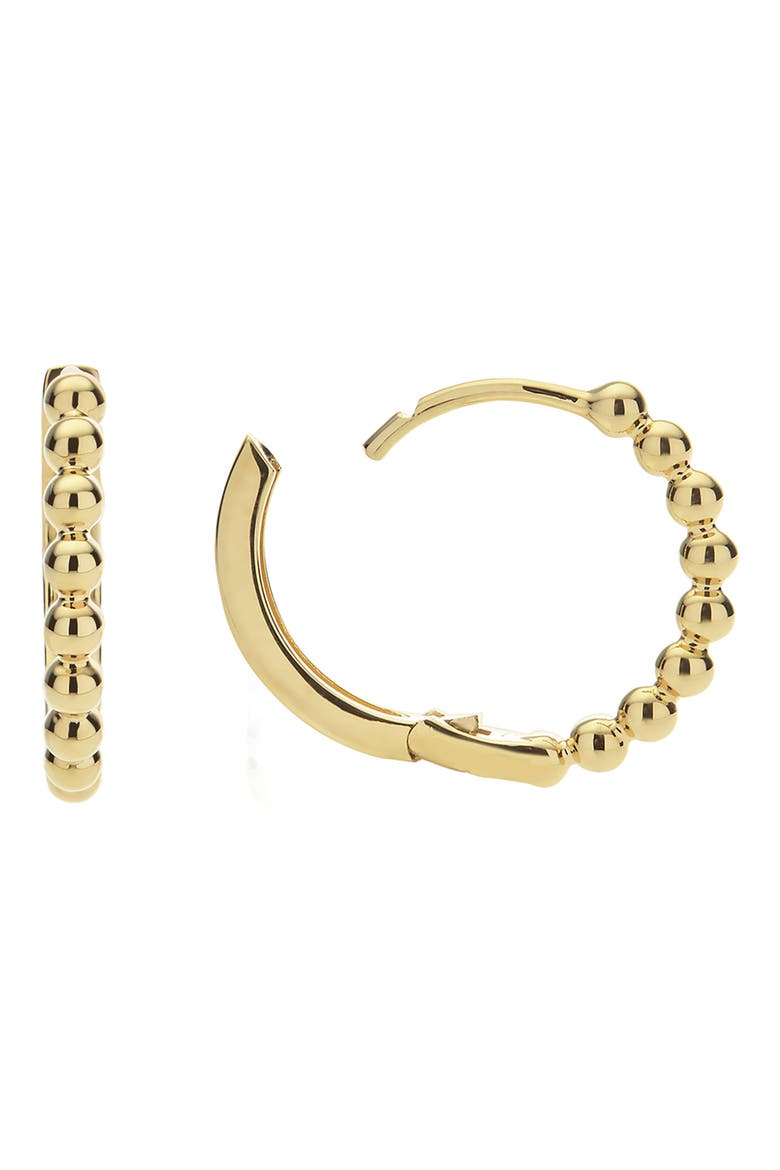 18K Gold Caviar Half Bead Hoop Earrings, Alternate, color, GOLD