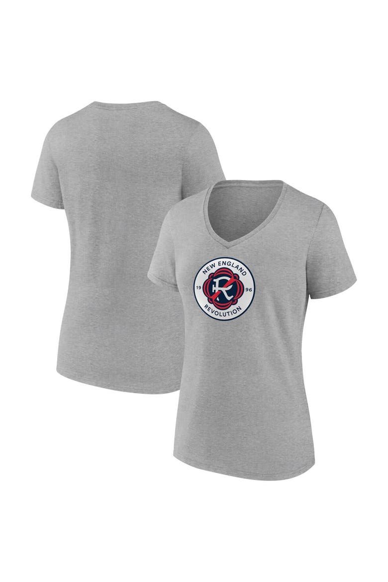 Women's Fanatics Branded Steel New England Revolution Evergreen Logo V-Neck T-Shirt, Main, color, Steel