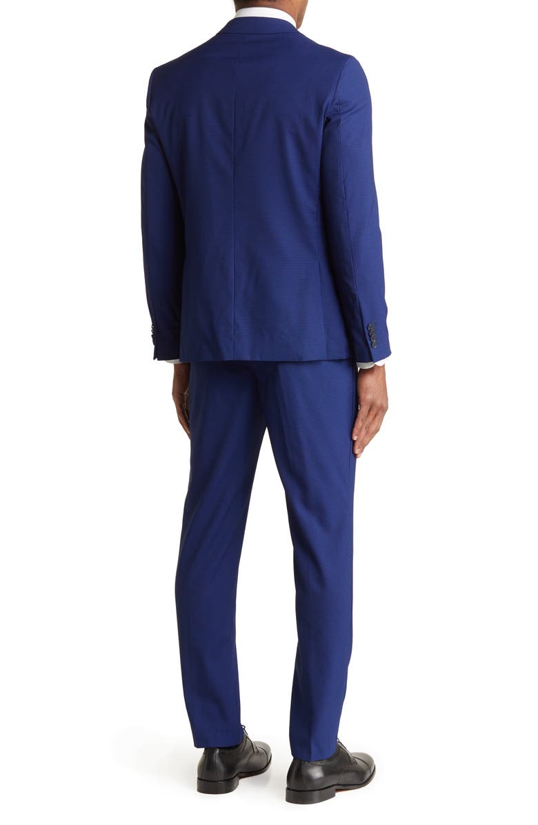 SAVILE ROW CO Brixton Navy Blue Two Button Peak Lapel Suit, Alternate, color,