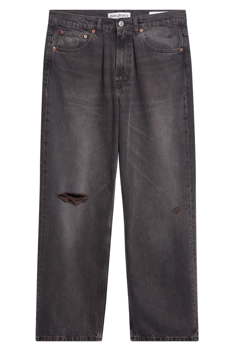 Third Cut Ripped Wide Straight Leg Jeans, Alternate, color, HIGHWAY COFFEE