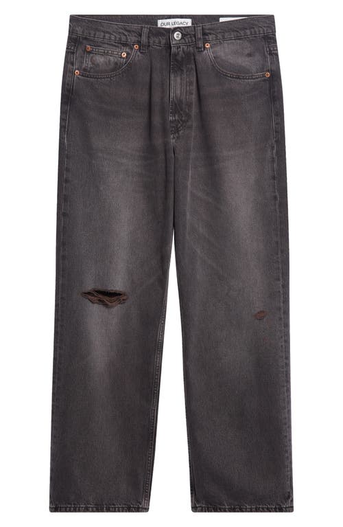 Our Legacy Third Cut Ripped Wide Straight Leg Jeans In Gray